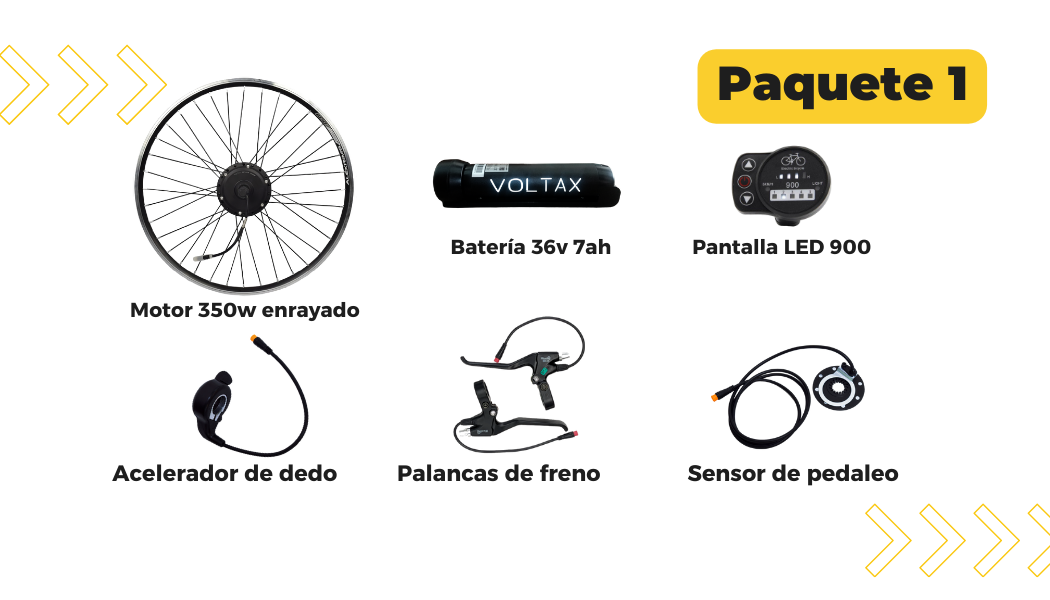 ⚡ Kit de Conversión Eléctrica de Bicicleta Motor en Rueda Paquete 1 🚴 - VOLTAX ELECTRIC BIKES